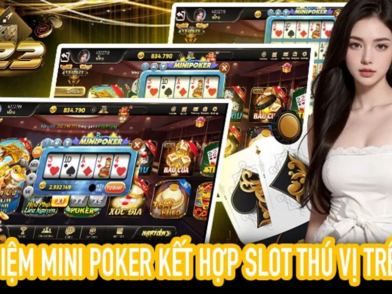 Bàn chơi game bài Poker 3D tại FU88 với các quân bài và chip cược