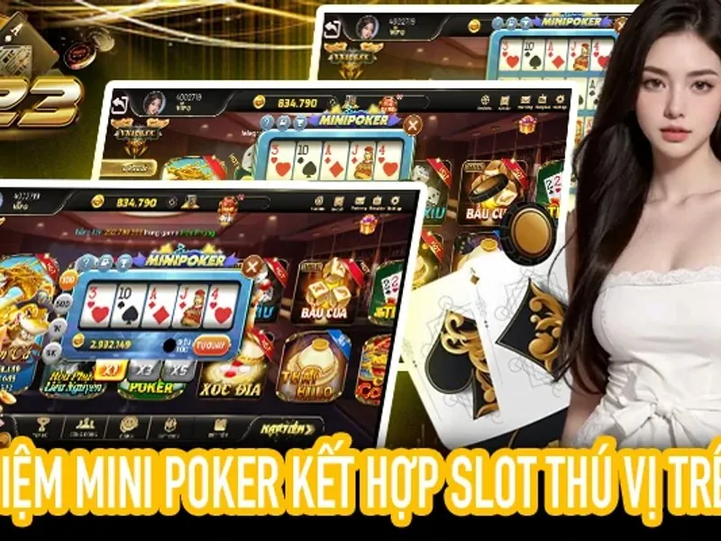 Bàn chơi game bài Poker 3D tại FU88 với các quân bài và chip cược